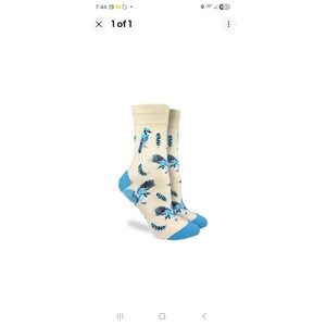 Blue Jay Birds Women's Crew Socks Size 9-11 Cream Good Luck Fashion New